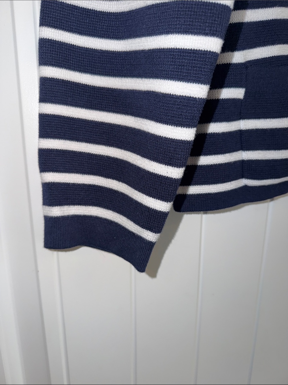 Nine West Navy and White Striped Gold-Button Cardigan - Picture 4 of 6
